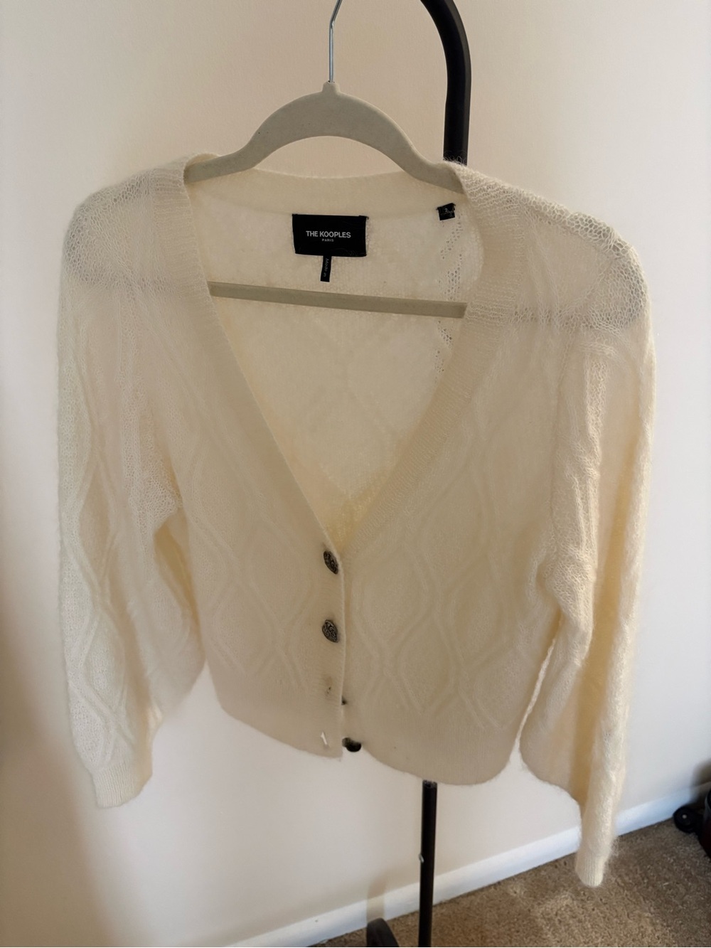 The Kooples Off-White V-Neck Button Front Cardigan Size 2